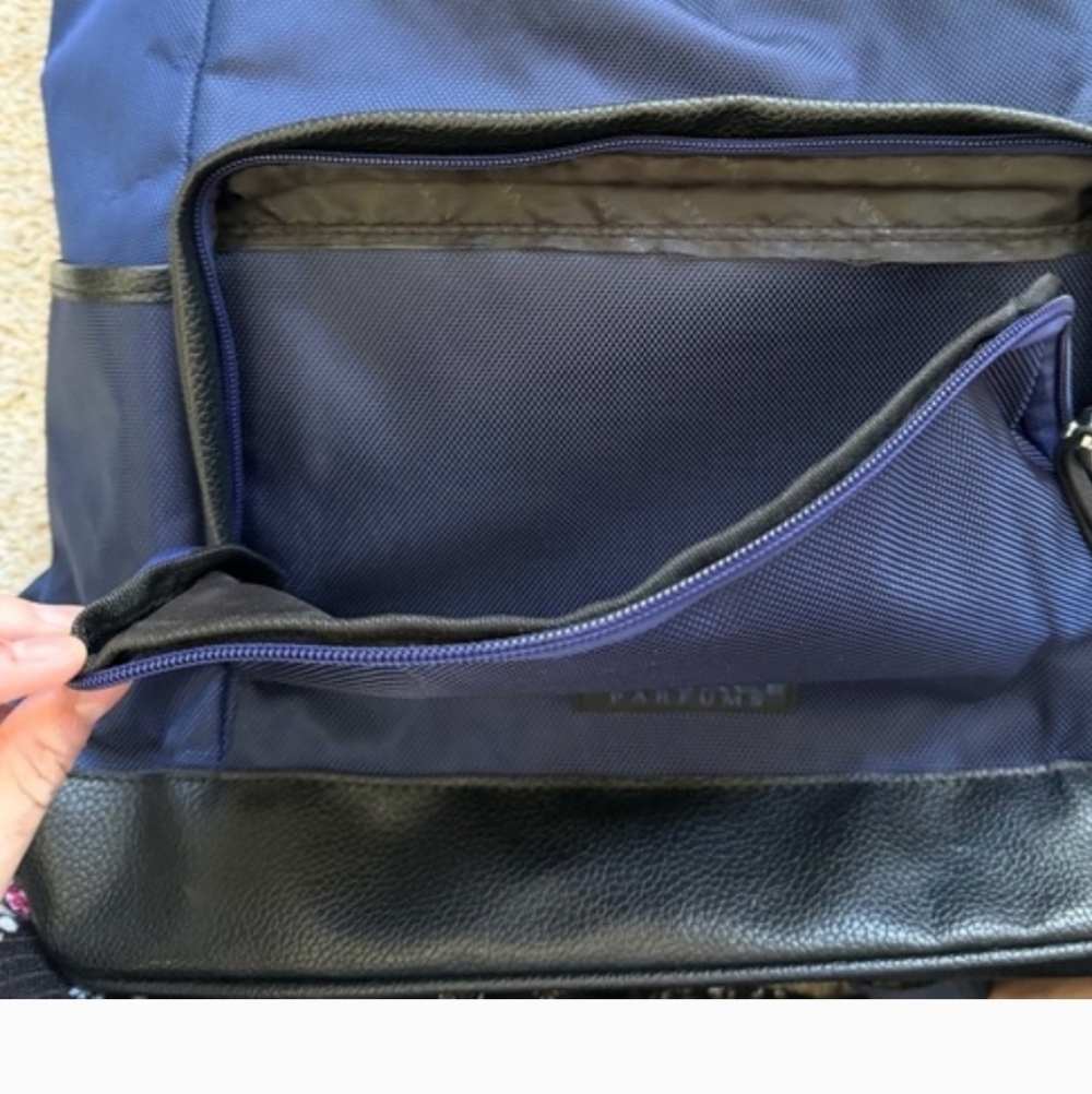 Versace Navy and Black Drawstring Backpack with Front Zip Pocket - Picture 9 of 10
